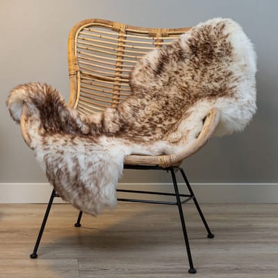 WOOOL Schapenvacht - Classic Wit Bruin Moeflon XXL (125x70cm) 100% Echte Schapenvachten - ECO+ Dierenvel
