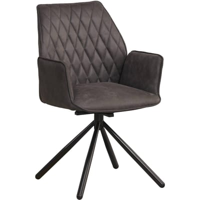 Dimehouse Industriële Draaibare Eetkamerstoel Antraciet Stof Novan – 180° Draaibaar - Stof - Industrieel