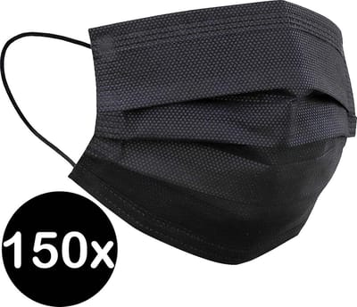 Mondkapje Wegwerp Zwart Mondmasker Mondkapje Wegwerp Mondkapjes Niet Medisch Universeel - 150x