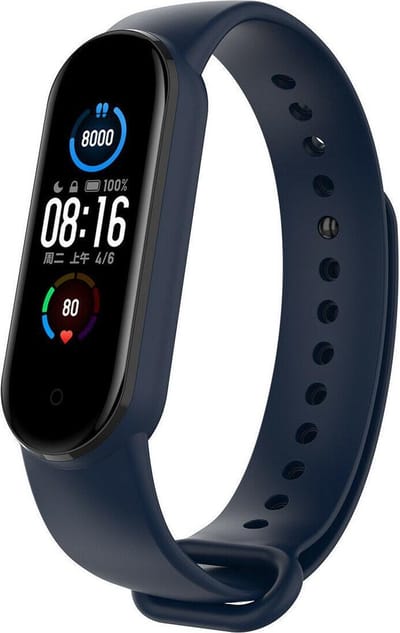 Strap-it Siliconen bandje - geschikt voor Xiaomi Mi Band 5 / Mi Band 6 - donkerblauw