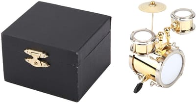 Dailygoods- Miniatuur Drum - Realistisch Muziekinstrument - Replica Drum Set - Ornament - Huishoudelijke Accessoires - Geschenkdoos - Premium Messing