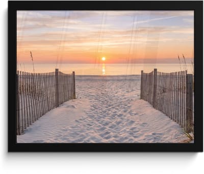 Poster in lijst - Fotolijst 40x30 cm - Posters - Zonsondergang - Strand - Zand - Posterlijst zwart - Decoratie - Wanddecoratie woonkamer - Muurdecoratie slaapkamer