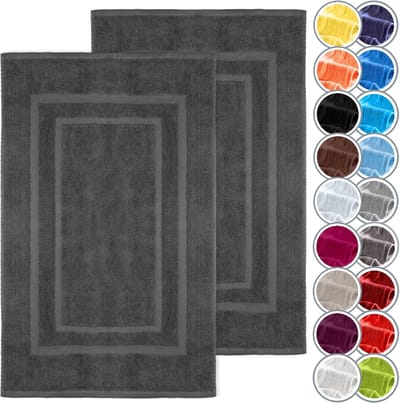 2 stuks premiumkwaliteit 100% katoen badmat - dubbele verpakking - antracietgrijs - 50 x 80 cm