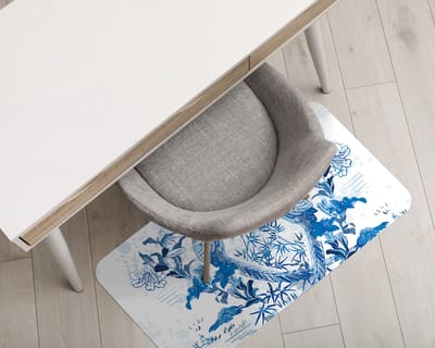 Coloray Vloerbeschermer - Houtsnede van blauwe vogels Vloerbeschermer Bureaustoel - 100x70 cm - Blauw Computer Stoel Mat - Vloerbeschermer Bureaustoelmat - Mótif Vloerbeschermer - Rechthoekige Mat - Dieren Thema
