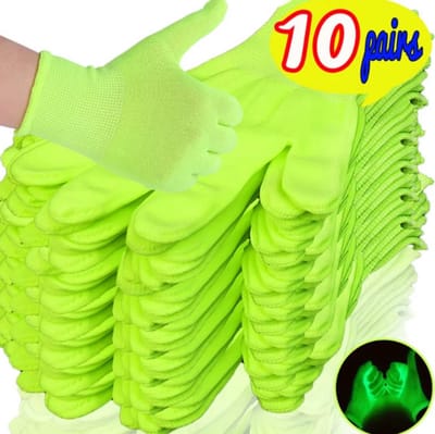 10 Paar Fluorescerende Lichtgevende Handschoenen – Zelflichtgevende Groene Handschoenen Voor Concerten, Feestdecoratie, Interactieve Prestaties, Party Props en Verlichting