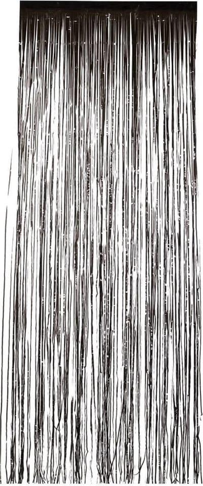 Folie deurgordijn versiering - zwart - 244 x 91 cm - glitter and glamour wanden - grote oppervlakten maken in glitter folie