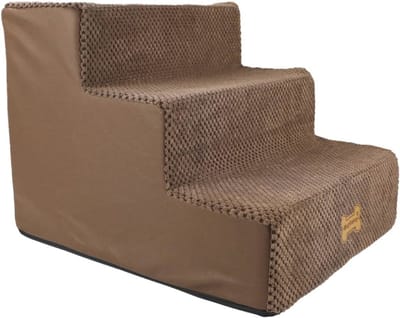 Hondentrap voor bed - Antislip Huisdiertrap voor Kleine Honden en Katten - 3-traps Hondenoprit van Hoogwaardige Schuim - Afneembare Hoes - 45 x 40 x 34 cm