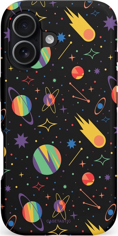 Casetastic hoesje geschikt voor Apple iPhone 17 - MagSafe - Dubbellaagse bescherming - Planeten en meteoren - Fashion Case - Zwart