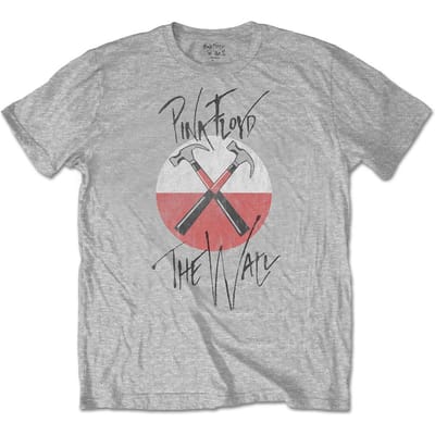 Pink Floyd Unisex volwassene The Wall Faded Hammer Logo T-shirt S grijs