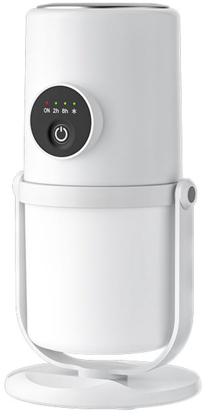 Draagbare kleine luchtbevochtiger - Mini luchtbevochtiger met koude mist, 360° draaibare standaard, traploos dimbaar warm nachtlampje, 2/8 uur timerfunctie, voor slaapkamer, planten, kantoor en auto (wit)