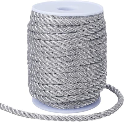 Dailygoody - Decoratief Touw - DIY Versieringen - Perfect voor Cadeauverpakking - Zilver - Sterk en Duurzaam - 60 Feet - Geschikt voor Creatieve Proje.
