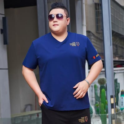 T-shirt d'été ample à manches courtes pour homme, grande taille, surdimensionné, populaire, en soie glacée, fin 7XL bleu