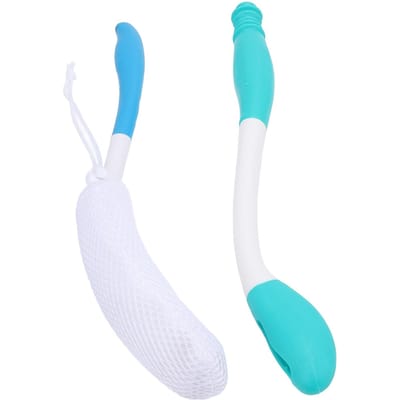 Billenveger Tool Toilet Hulp Billenreiniger Antislip Gebogen Handvat Douche Bad Borstel Set white