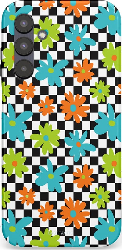 Casetastic Hoesje Geschikt voor Samsung A25 - Stijlvolle Beschermende Duo-layer Case - Retro Bloem Power