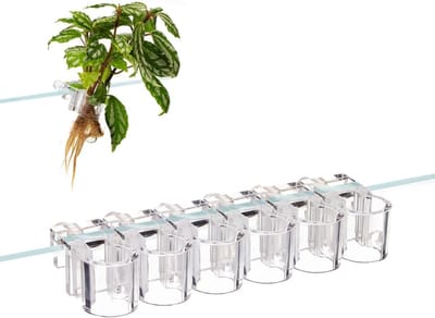 SnelShoppen - Doorzichtige Aquariumplantenhouder 6-Pack - Herbruikbare Hangende Waterplantenstandaard voor Glasdiktes 0,39"/0,3"-0,6" - Aquaponics Dec