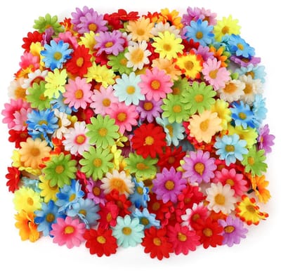 Dailygoods- Madeliefjes Kunstbloemen 100 Stuks - Zijde Bloemhoofdjes - Doe-Het-Zelf Decoratie - Bruiloft/Krans - Feest/Huis Tuindecoratie - Herbruikbaar