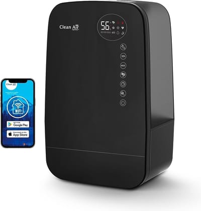 Clean Air Optima® CA-607B Smart - 3in1: Luchtbevochtiger met Ionisator, UVC-lamp en Aromatherapie - Geschikt voor Woonkamer, Kantoor, Babykamer, Slaapkamer