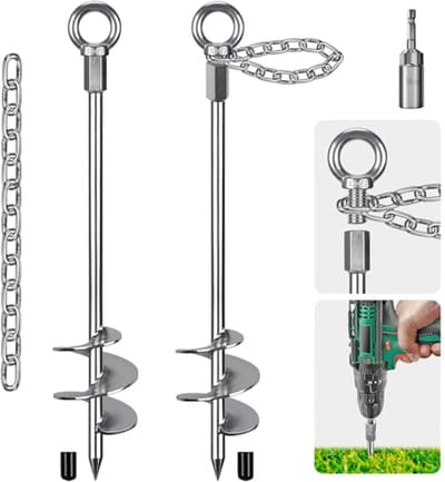 Stabiele Grondankers voor Trampolines, Schommels & Camping - 45cm Metalen Spiraal Grondharingen (2 Pak)