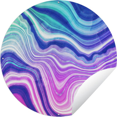 Tuincirkel Neon - Agaat - Geode - Edelsteen - 60x60 cm - Ronde Tuinposter - Buiten