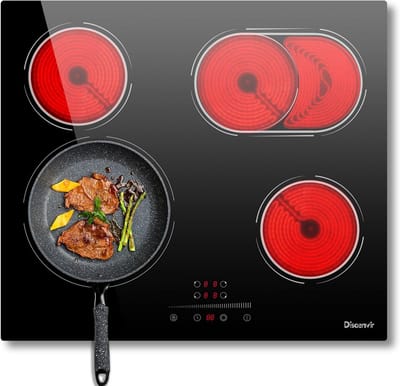 Keramische kookplaat - 4 pits - Koken thuis - Energiezuinig vermogen - 60 cm - Zwart