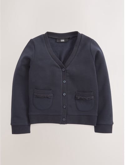 Next - Meisjes - Katoenrijk jersey schoolvest met zakken met ruches - Blauw