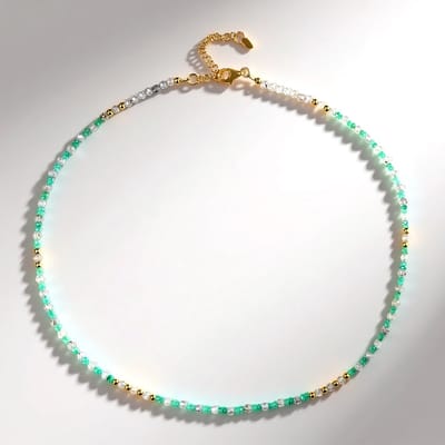 Cavill - Zilveren Halsketting 925 Sterling Zilver - Verguld - Grijze Zirkonen 30,83 ct & Colombiaanse Smaragden 7,31 ct - Elegant Verstelbaar 45-50 cm