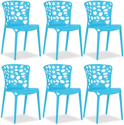 Homestyle4u Tuinstoelen - Set van 6 - Stapelstoelen - Kunststof - Blauw