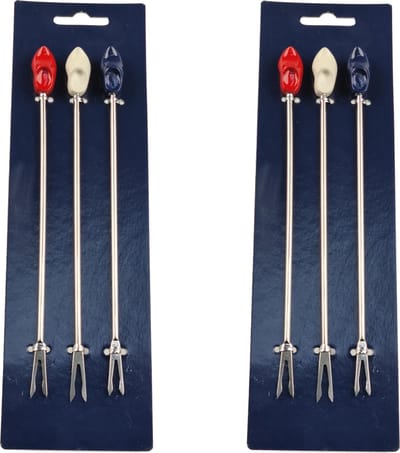 ELCEE-HALY BV - Trendy Fonduevorken met Hollands tintje - RVS - set van 6 - Rood / Wit / Blauw