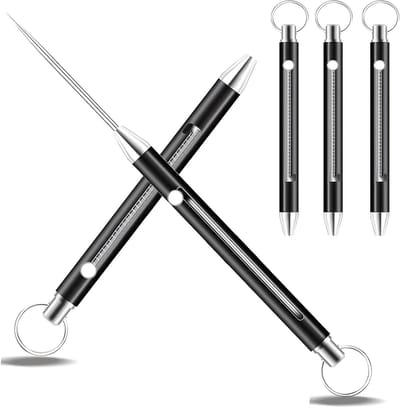 Draagbare Tandenstokers - Metalen Stokers - Tanden Reinigen - Telescopisch Ontwerp - 3 Stuks - Zwart