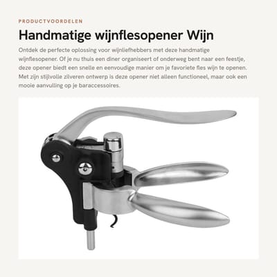 Dailygoods- Wijnflesopener Snelle Openingstool - Handmatige Kurkentrekker - Zinklegering/ABS - Lichtgewicht - Compact - Gemakkelijk mee te nemen