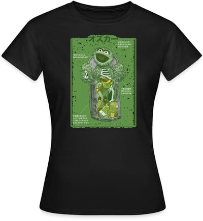 Sesamstraat Oscar Anatomie Vuilnisbak T-Shirt Dames