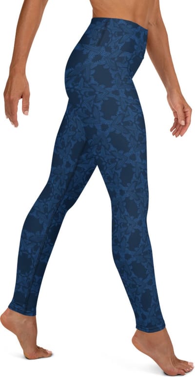 Sportlegging - design Grace in Lace - High Waist - Dry Fit - High Performance - 4way stretch- unieke print - UPF 50+ - Hardloop - Yoga - Fitness - Dans  - Pilates - Training - sportbroek – donkerblauw klassiekblauw - maat M