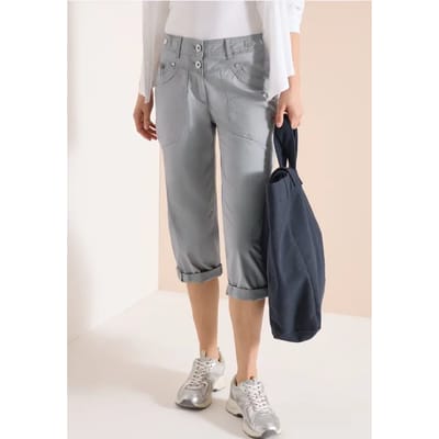3/4 Mid Waist Slim Legs broek met omslag