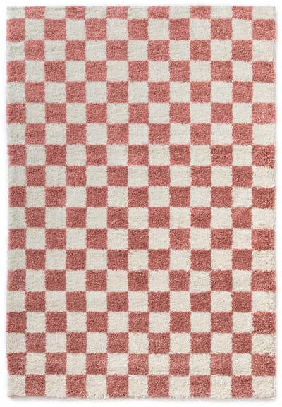 Checkerboard vloerkleed - Check ivoor/roze 160x230