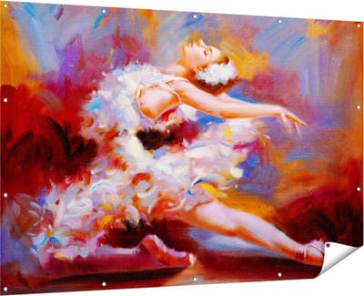 Gards Tuinposter Ballerina van Olieverf - Ballet - 180x120 cm - Tuindoek - Tuindecoratie - Wanddecoratie buiten - Tuinschilderij