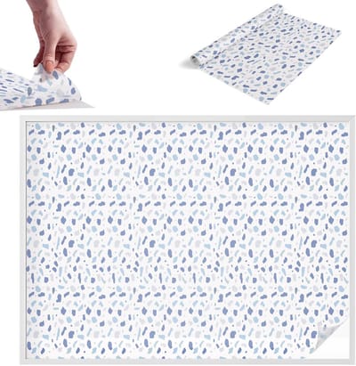 Tulup Raamfolie Anti inkijk - Blauwe patronen Melkglas Folie - 200x146 cm - Blauw Anti inkijk Raamfolie Glas in Lood - Zonwerende Raamfolie - Voor de badkamer, voor het kantoor, voor de keuken - Privacy Folie Raam Glas in Lood