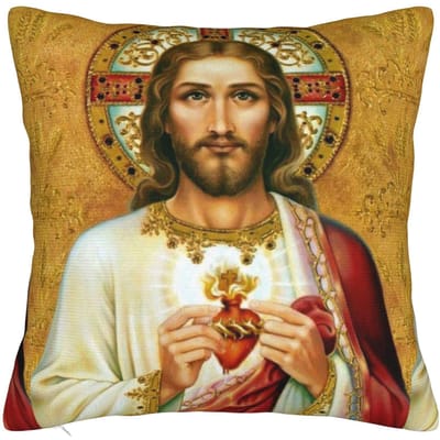 Christelijke Vierkante Kussenhoes Jezus Christus God Zegen Kussenhoes Nieuwigheid Rits Decoratie Sierkussenhoes voor Bank 40x40cm 40x40cm