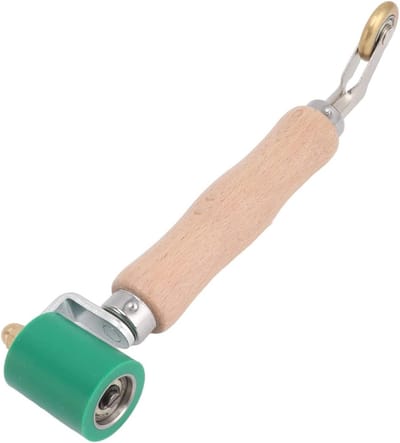 Handroller van Silicoon met Houten Handvat voor Wallpaper en PVC TPO Lijmwerkzaamheden - 40mm Dubbel Gebruik Met Messing Wielen