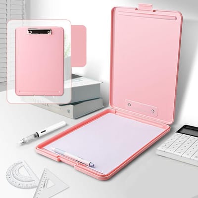 Chemise de fichiers A4, presse-papiers A4, boîte de rangement étanche, grande capacité, classeur de fichiers A4, rangement de fichiers, bloc-notes en plastique white