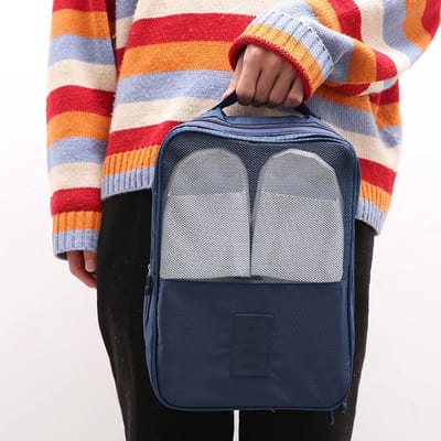 SnelShoppen - Travel Shoes Bag - Waterdichte Schoenentas met Transparant Venster, Schoenorganizer voor Koffer, 3 Compartimenten voor Sneakers, Flip Fl