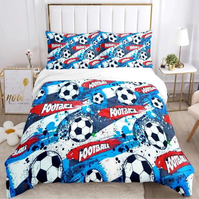 Voetbal dekbedovertrekset, zachte dekbedsets en kussenslopen voor tieners, eenpersoons/tweepersoons/queensize/kingsize dekbedovertrek en kussensloop 155x215cm 3pcs