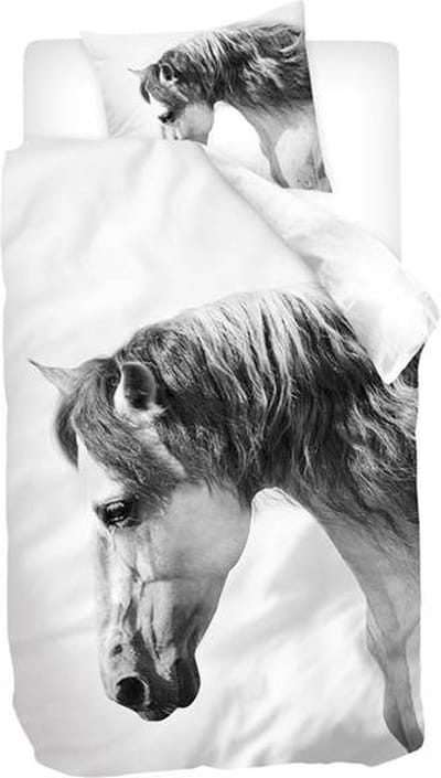Snoozing Heemst - Flanel - Dekbedovertrek - Eenpersoons - 140x200/220 cm - Wit