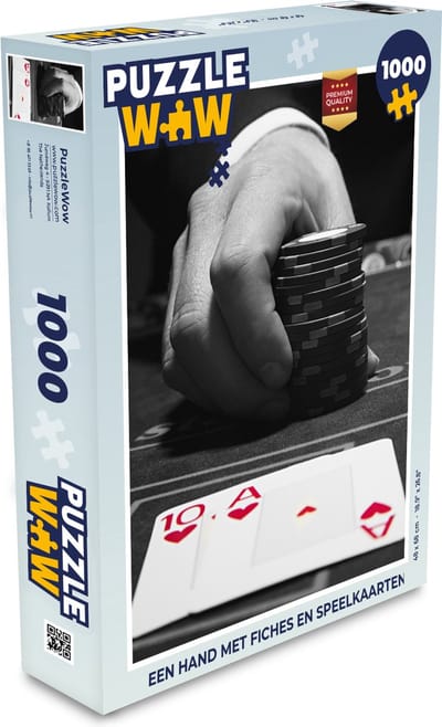 Puzzel Een hand met fiches en speelkaarten - Legpuzzel - Puzzel 1000 stukjes volwassenen