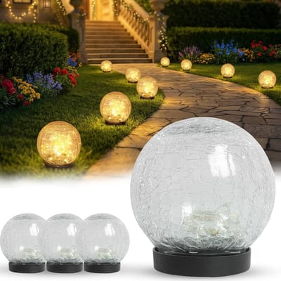 4 Stuks Solar Tuinlampen - 120 LED Solar Lamp voor Buiten - IP44 Waterdichte Grondlamp voor Tuin, Balkon, Terras, Gazon, Pad - Warmwit - 1 Set