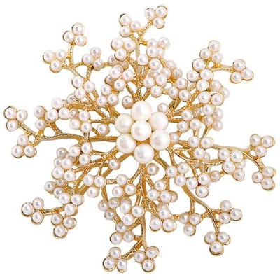 High-End Exquise Mode Dameskleding Bloem Sieraden Accessoires Tassen Sneeuwvlok Parel Broches white