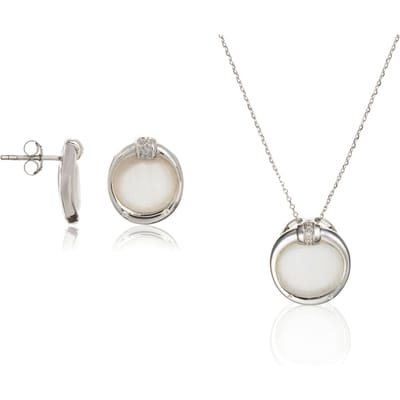 Orphelia Dames 925 Sterling Zilveren Set: Ketting-Pendant + Oorbellen - Zilver SET-5901