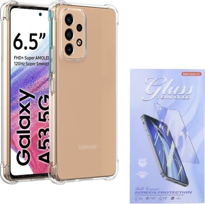 Shockproof Hoesje Geschikt voor: Samsung Galaxy A53 5G - Anti -Shock Silicone - Transparant + 1x Screenprotector