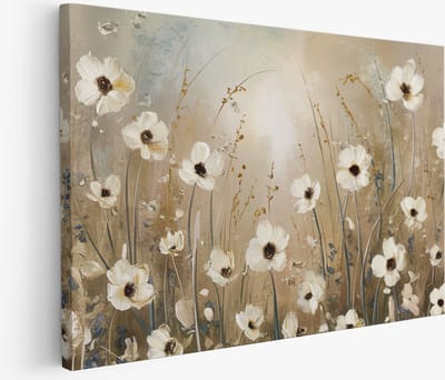 Saammp Muurcirkel Hout - Oranje Bloemenveld - Natuur - Abstract - Kleurrijk - Ø 90 - Wandcirkel - Wanddecoratie Cirkel - Muurdecoratie Woonkamer - Kantoor Decoratie