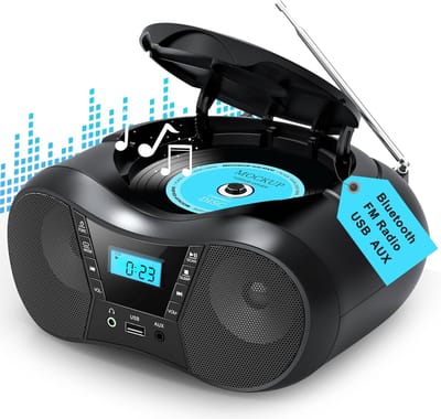 Draagbare CD Speler - Muziekbox Radio - Thuis Luisteren - Bluetooth Connectie - 23 x 21 x 11 cm - Zwart