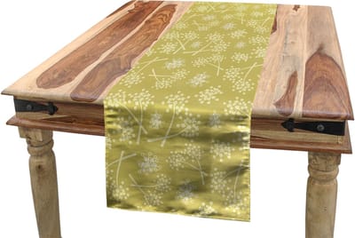 ABAKUHAUS Botanische Tafelloper, Retro bloemen en kruiden, Eetkamerkeuken Rechthoekige decoratieve Tafelloper, 40 x 180 cm, Khaki Pale Yellow